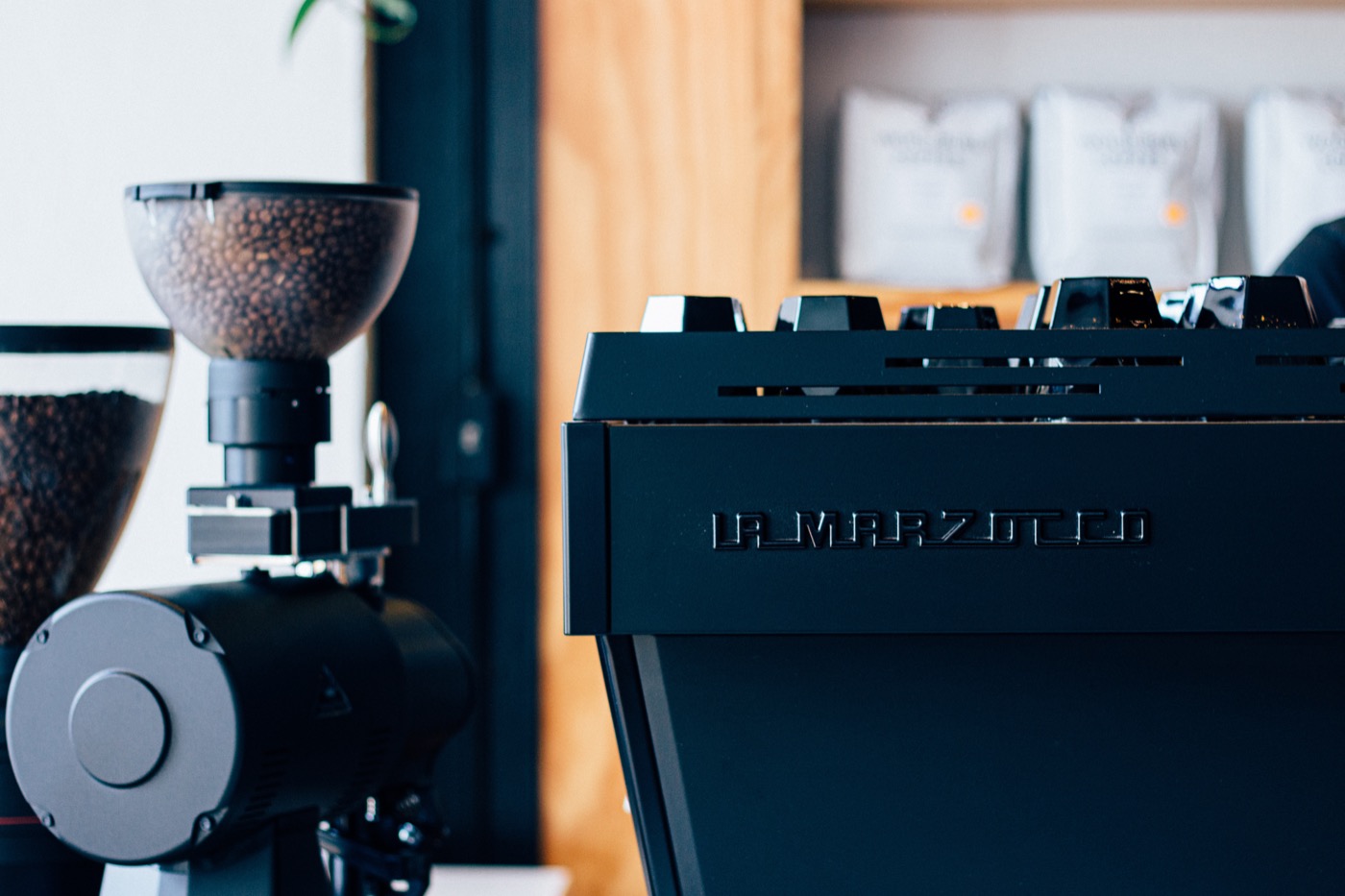 Espresso machine on a café bar